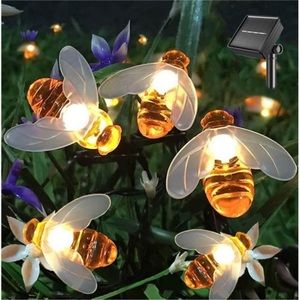 Solar String Lights 20LED Outdoor Waterproof Simulation Honey Bees Decor